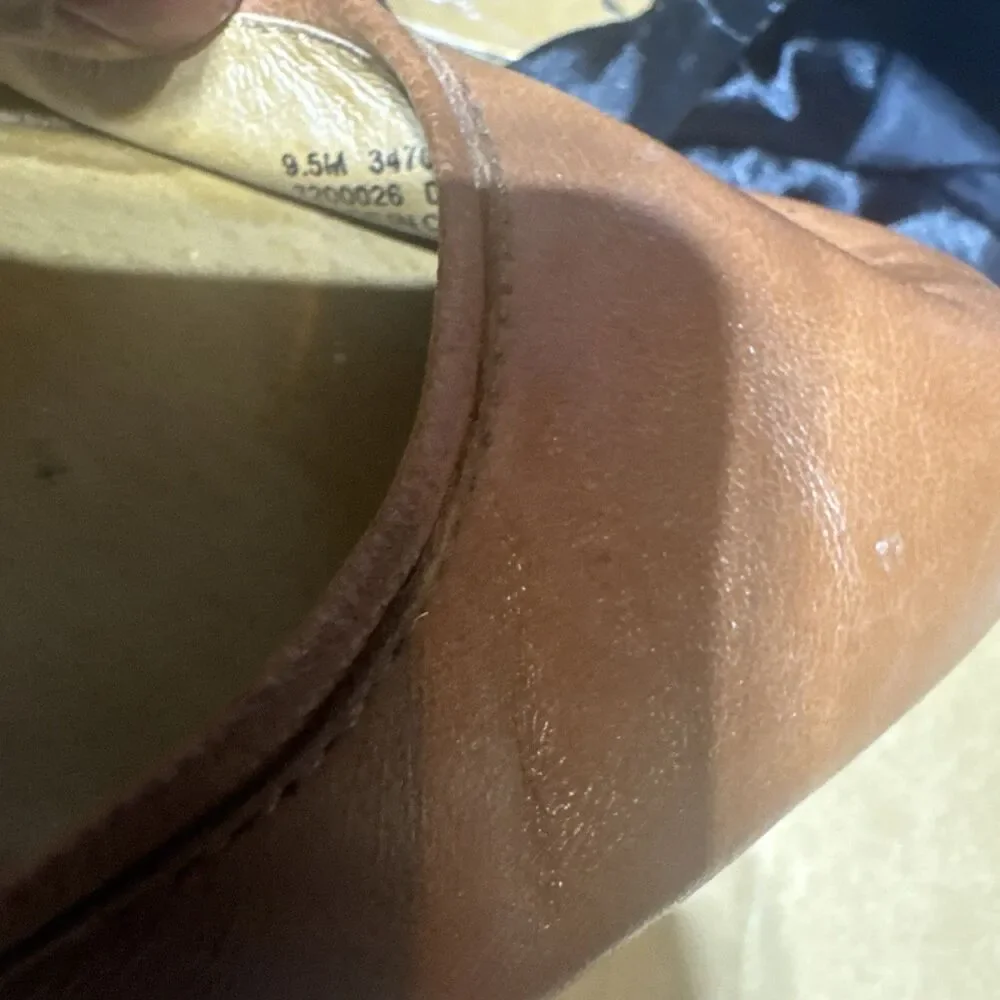 Frye Carson Leather Ballerina Flats in Cognac Size 9.5M US